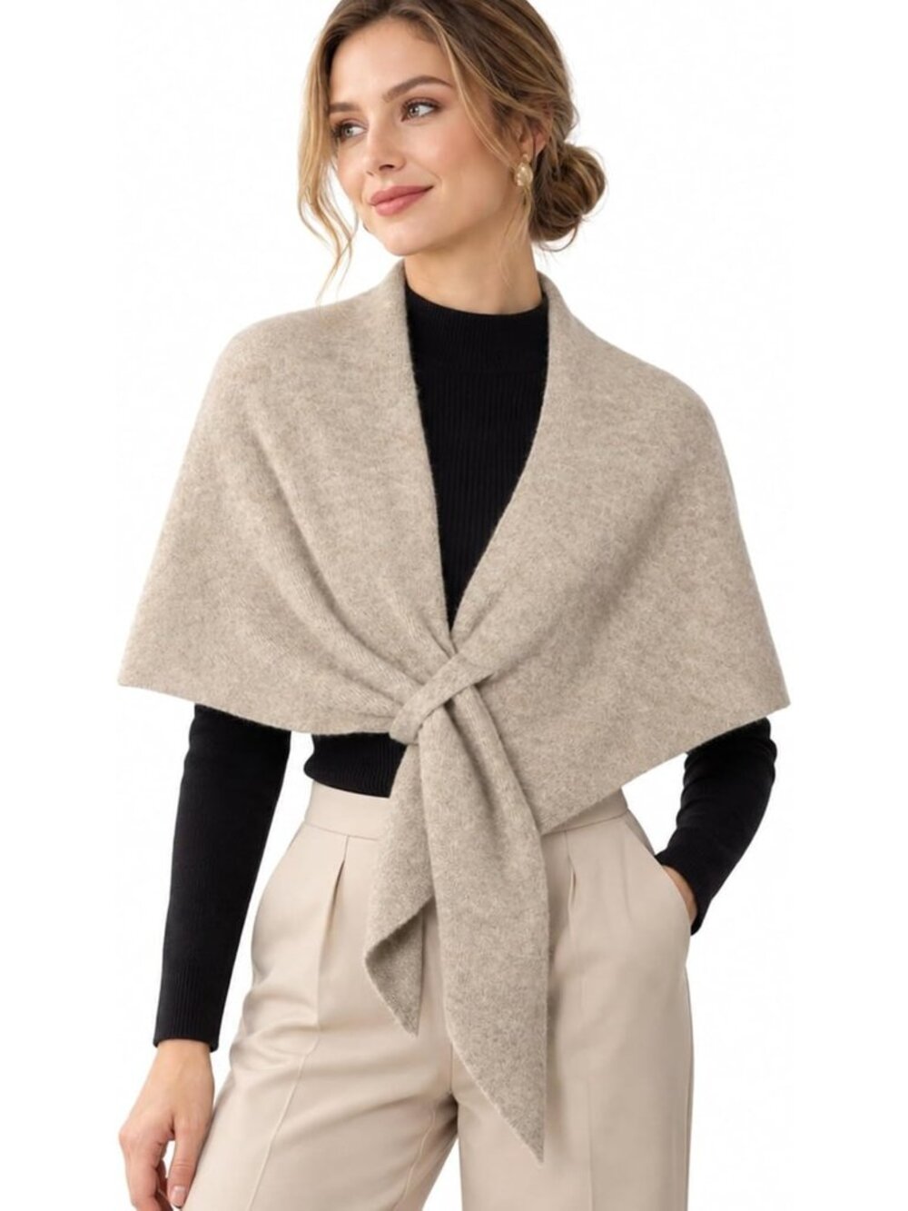 Cozy Pashmina Shawl Wrap Scarf for Women - Triangle Knit Cape for Fall & Winter